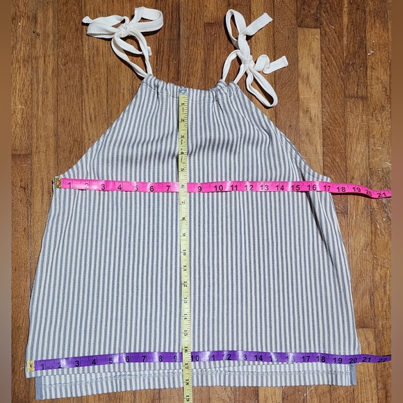 Madewell tie shoulder halter tank top striped size Medium stripes summer casual - Picture 10 of 10